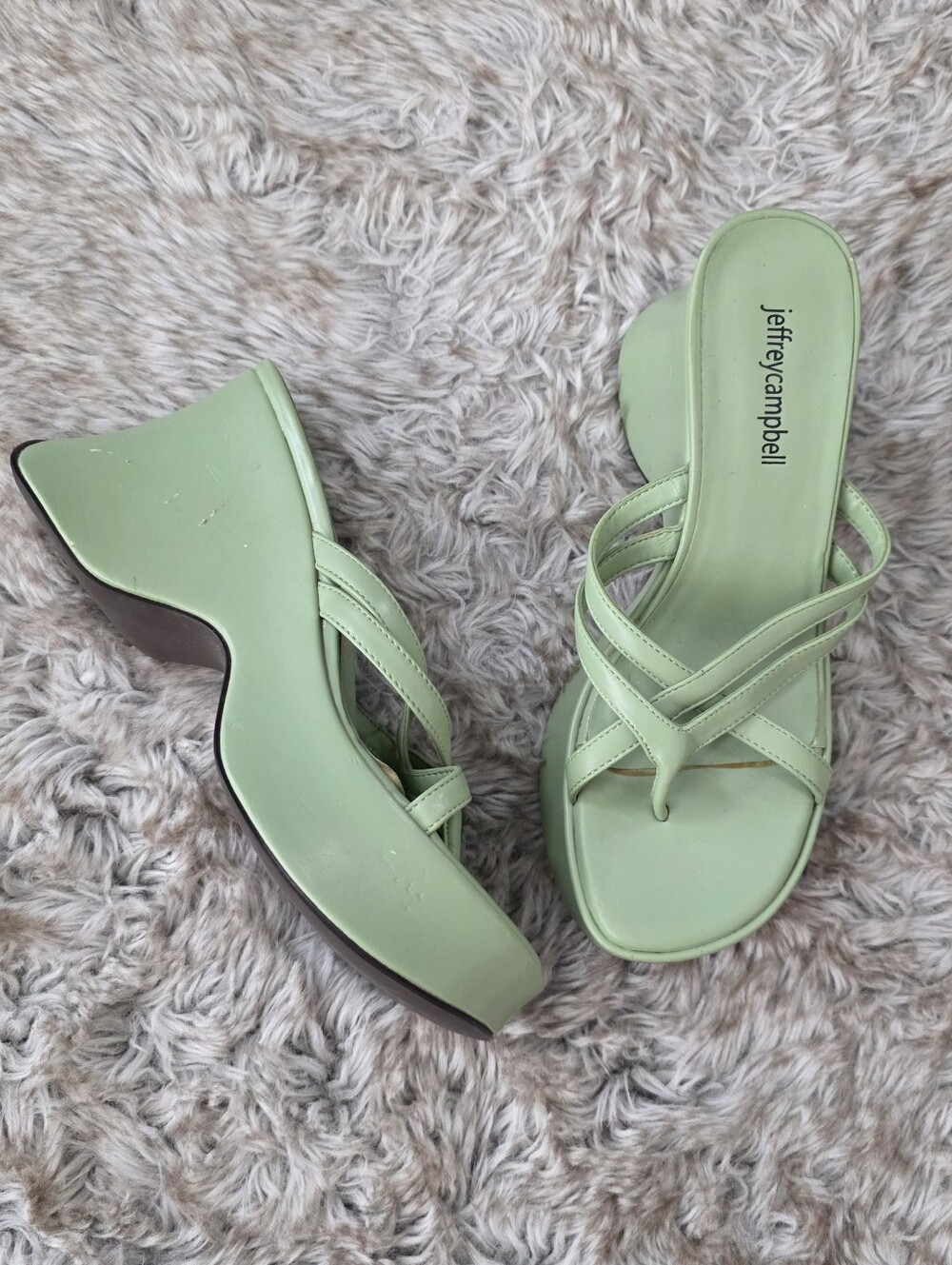 Jeffrey Campbell Year 3000 Strappy Platform Sandals Sage Green Women's Size 6.5